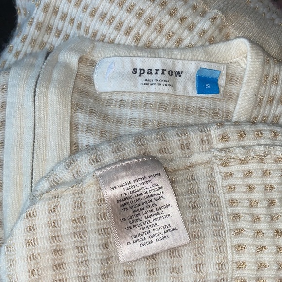 Anthro Sparrow Lambswool Angora Blend Gold Metallic Knit Sweater Dress - Picture 5 of 6